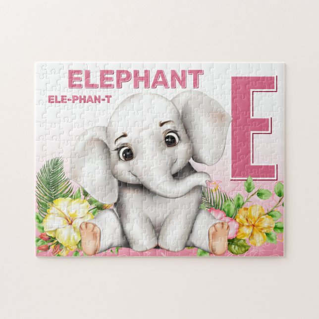 Elephant Safari Alphabet Kids Jigszle Puzzle Pussel (Horisontell)