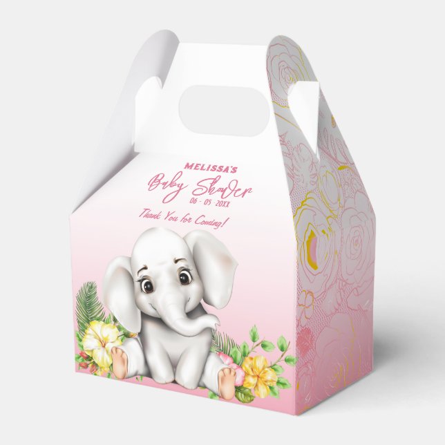 Elephant Safari Baby Shower Presentaskar (Framsidan Sidan)
