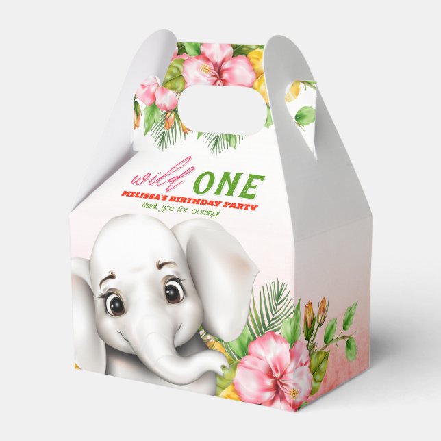 Elephant Safari Birthday Favor Boxes Presentaskar (Framsidan Sidan)
