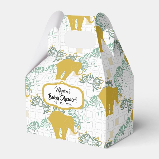 Elephant Safari Blommigt Jungle Zoo Baby Shower Presentaskar (Framsidan Sidan)