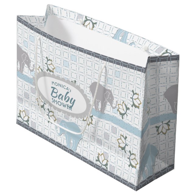 Elephant Safari Blue | Baby Shower (Framsidan Vinklad)