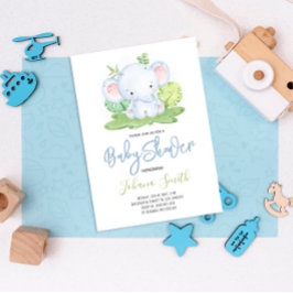 Elephant Safari Boy Baby Shower-inbjudan Inbjudningar