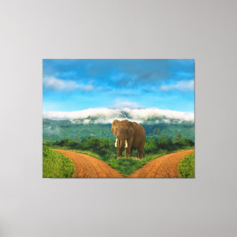 Elephant Safari Intersection Canvas Art