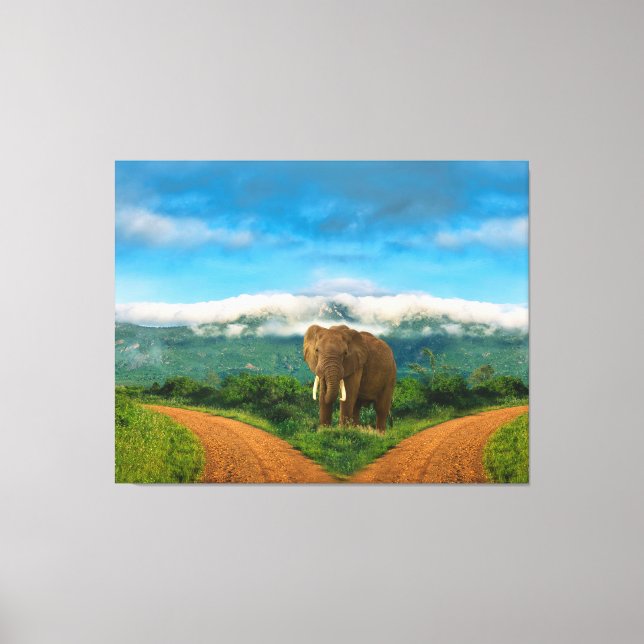 Elephant Safari Intersection Canvas Art (Framsida)