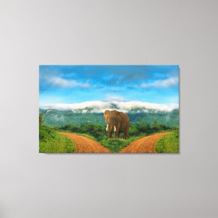 Elephant Safari Intersection Wall Art Canvastryck