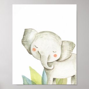 Elephant Safari Jungle Baby Nursery Print Poster