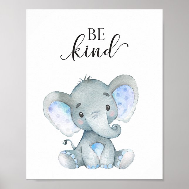 Elephant Safari Nursery Wall Art Animal Quote Poster (Framsidan)