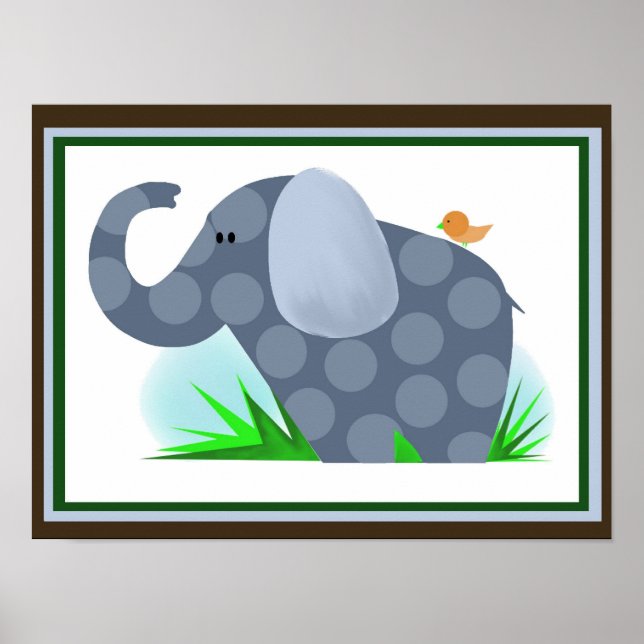 Elephant safari Nursery wall decor Poster (Framsidan)