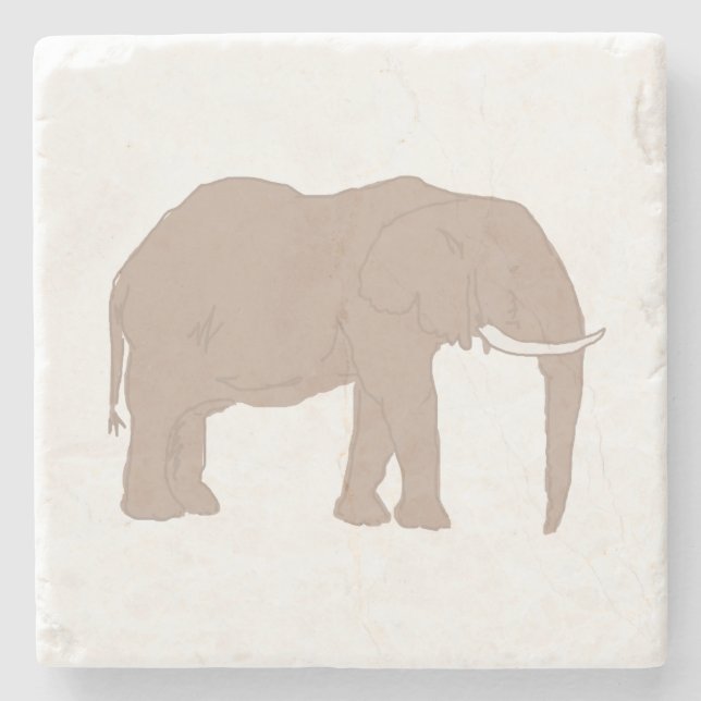 Elephant Safari Painting Marble Stone Underlägg (Framsidan)