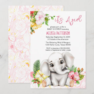 Elephant Safari Tropical Jungle Baby Shower Inbjudningar
