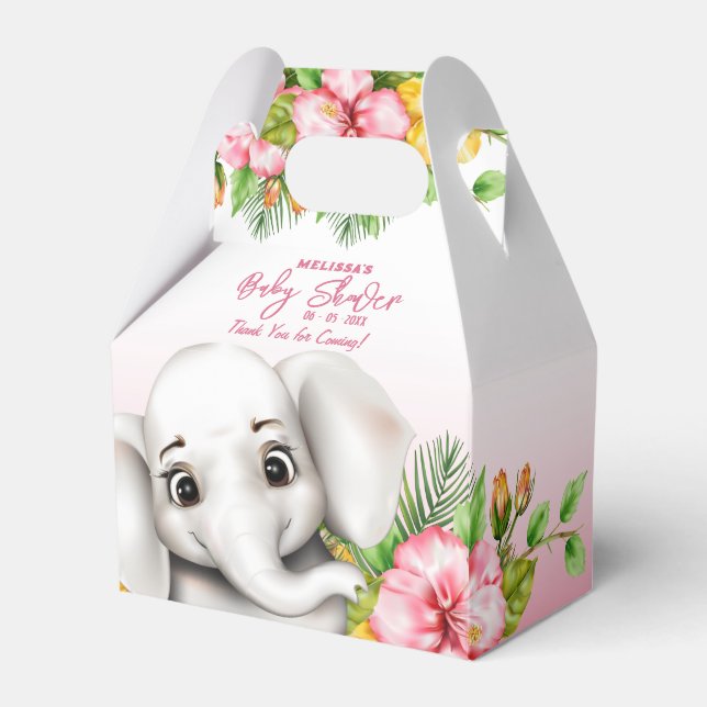 Elephant Safari Tropical Jungle Baby Shower Presentaskar (Framsidan Sidan)