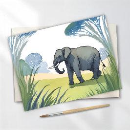 Elephant Safari | Vackrik Nature Watercolor Vykort