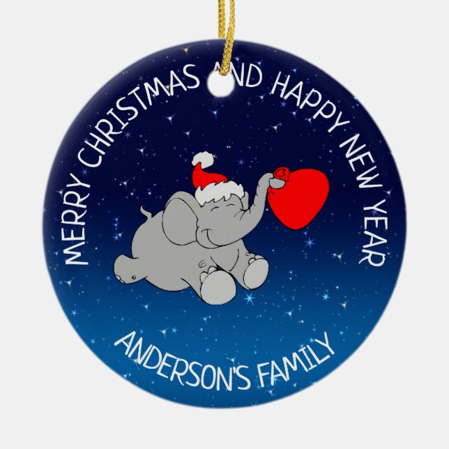 Elephant Santa Julgransprydnad Keramik (Framsidan)