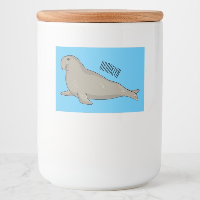 Elephant seal cartoon illustration mat etiketter (Framsida)