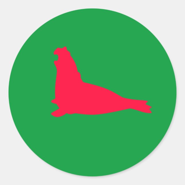 Elephant Seal Sticker Red Runt Klistermärke (Framsida)