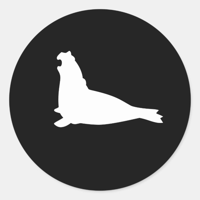 Elephant Seal Sticker White Runt Klistermärke (Framsida)