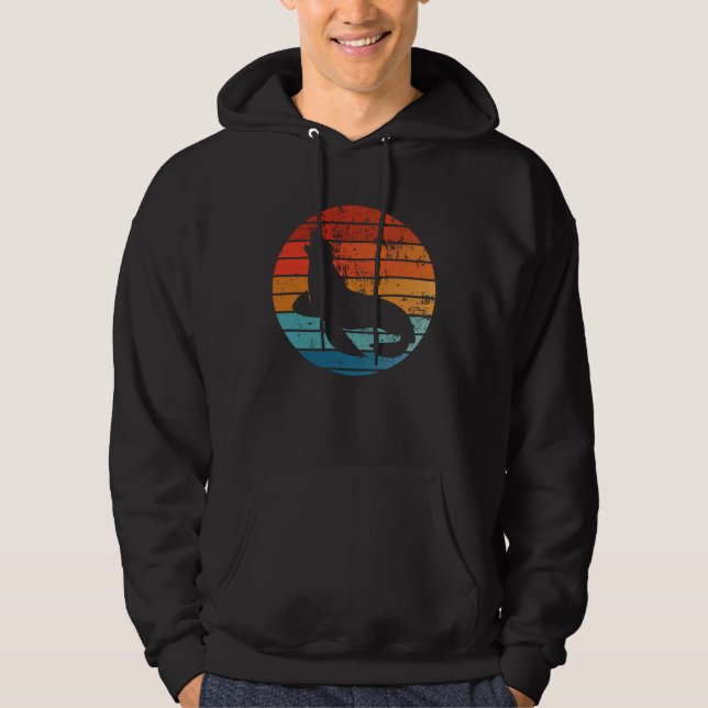 Elephant Seal Sunset Retro Vintage Hoodie (Framsida)