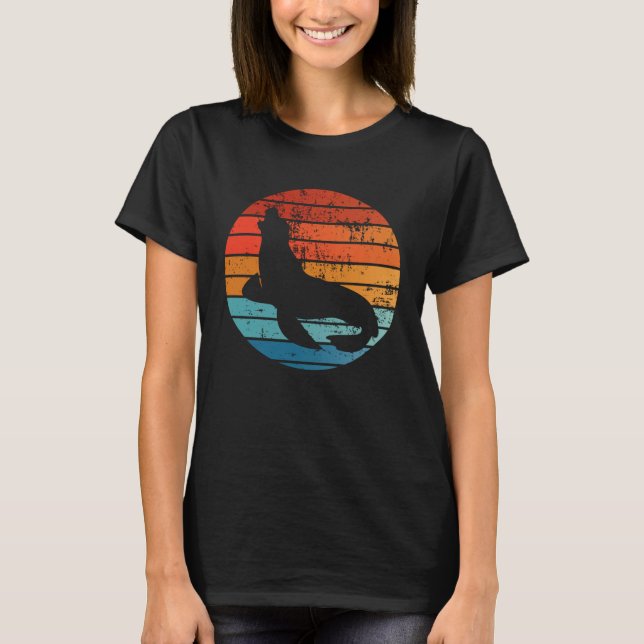 Elephant Seal Sunset Retro Vintage T Shirt (Framsida)