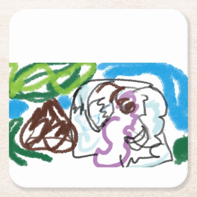 Elephant SET Underlägg Papper Kvadrat (Framsidan)