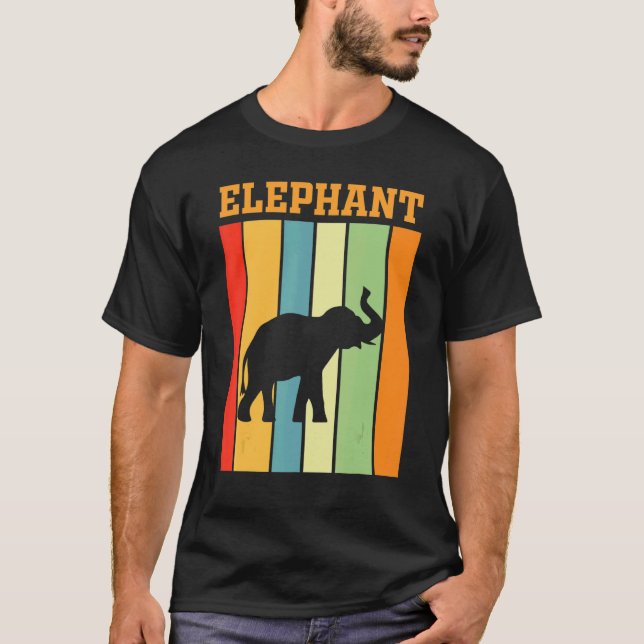 Elephant Shadow Silhouette i Retro Färg T Shirt (Framsida)