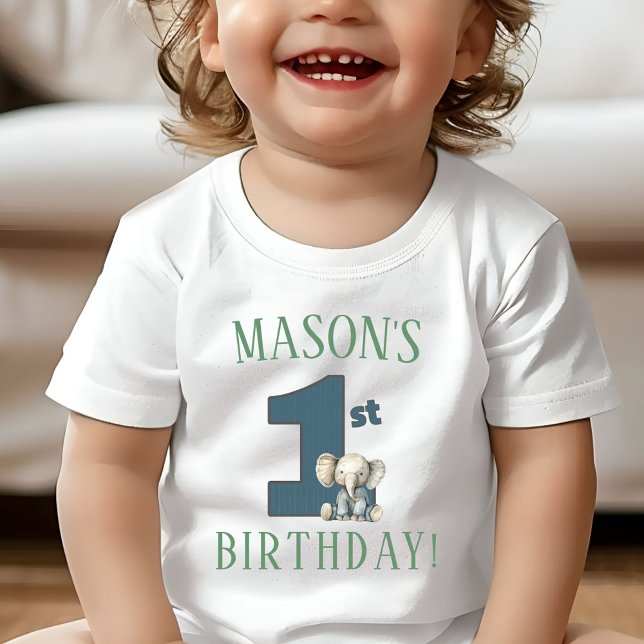 Elephant Shirt T Shirt (Boy's Elephant First Birthday Shirt)