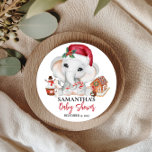 Elephant Shower för julvinter Santa Baby Runt Klistermärke<br><div class="desc">Den här designen kan vara personlig i det område som tillhandahålls genom att ändra fotot och/eller text. Du kan också anpassa den genom att klicka på Anpassa den här mallen och sedan välja klicka för att anpassa ytterligare alternativ och ta bort eller ändra färg i bakgrunden, lägga till text, ändra...</div>