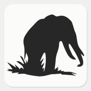 Elephant Silhouette Fyrkantigt Klistermärke