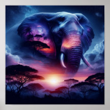 Elephant Silhouette i Sunset