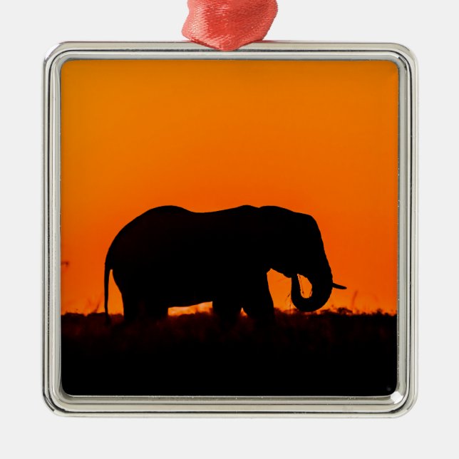 Elephant silhouette julgransprydnad metall (Framsidan)