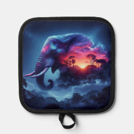 Elephant Silhouette sammanslagen med Vibrant Sunse