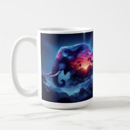 Elephant Silhouette sammanslagen med Vibrant Sunse Kaffemugg