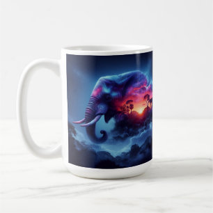 Elephant Silhouette sammanslagen med Vibrant Sunse Kaffemugg
