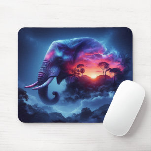 Elephant Silhouette sammanslagen med Vibrant Sunse Musmatta