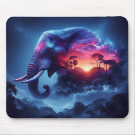 Elephant Silhouette sammanslagen med Vibrant Sunse Musmatta