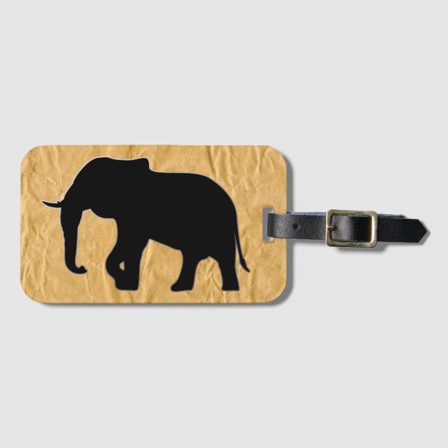 Elephant Silhouette svart + dina idéer Bagagebricka (Framsida horisontal)