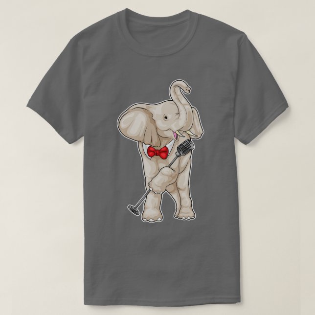 Elephant Singer Microphone Music T Shirt (Design framsida)