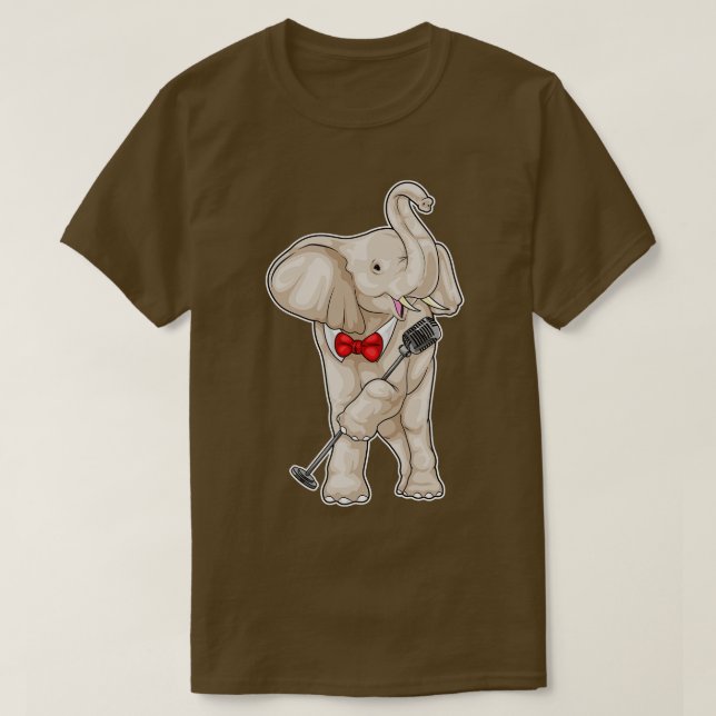 Elephant Singer Microphone Music T Shirt (Design framsida)