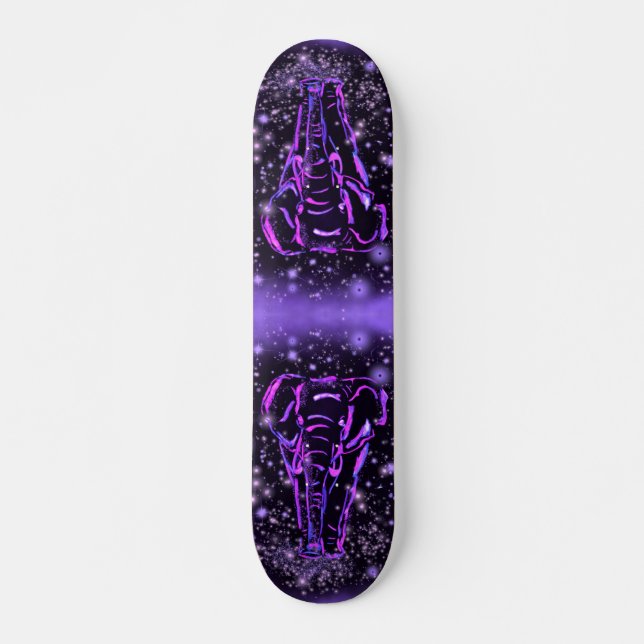 Elephant Skateboard Lila Rosa Starry Night (Framsida)