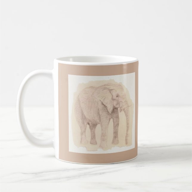Elephant Sketch Art Kaffemugg (Vänster)
