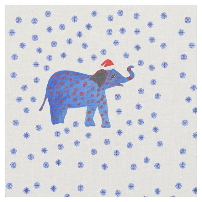 Elephant & Snöflingor Tyg (Närbild)