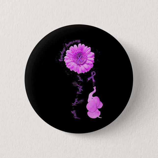 Elephant Solros Faith Hope Fight Kärlek överdoseri Knapp (Framsida)