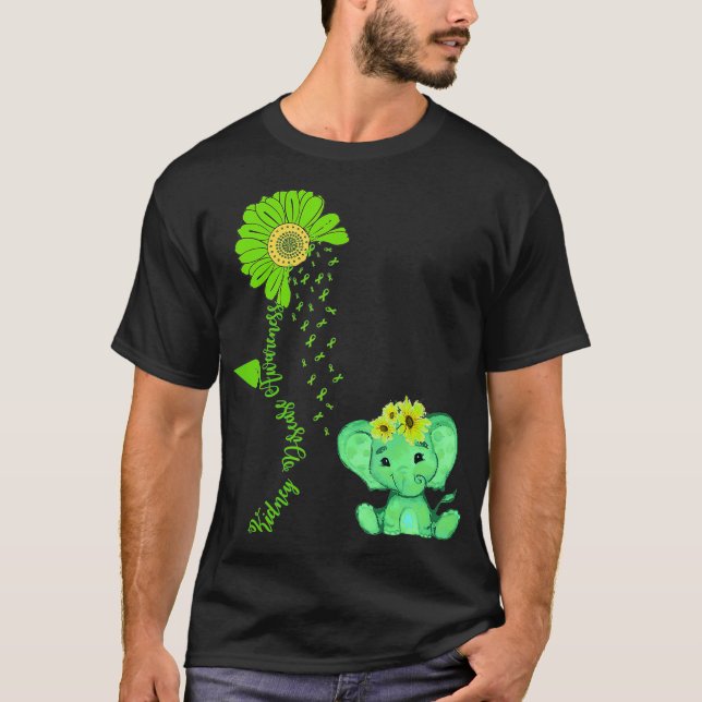 Elephant Solros Kidney Disease Awareness Costum T Shirt (Framsida)