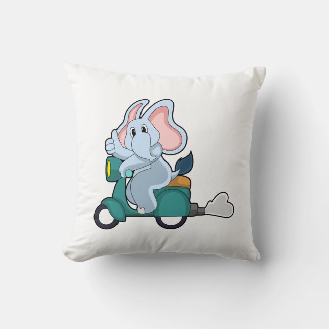 Elephant som Biker med Scooter Kudde (Framsida)