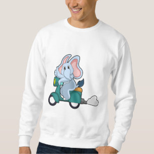Elephant som Biker med Scooter Lång Ärmad Tröja