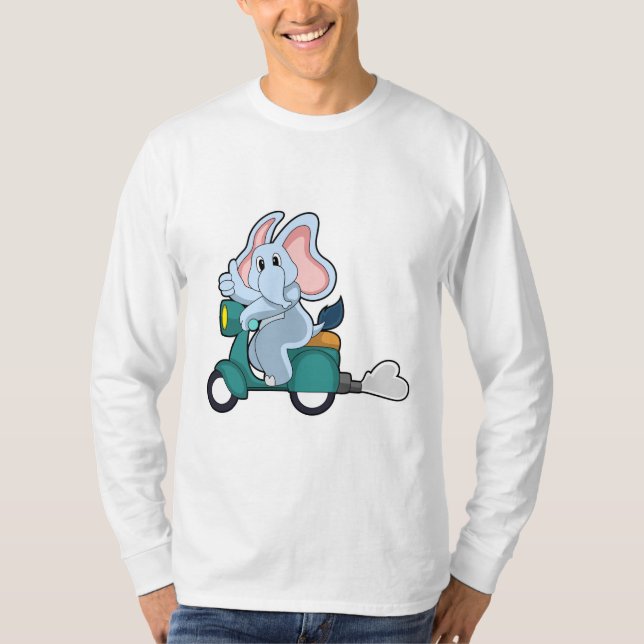 Elephant som Biker med Scooter T Shirt (Framsida)
