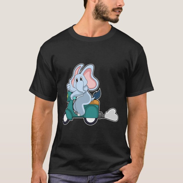 Elephant som Biker med Scooter T Shirt (Framsida)
