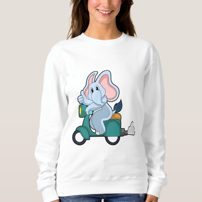 Elephant som Biker med Scooter T Shirt (Framsida)