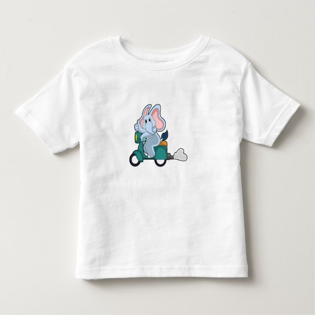 Elephant som Biker med Scooter T Shirt (Framsida)