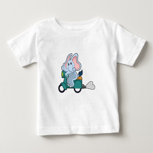 Elephant som Biker med Scooter T Shirt (Framsida)