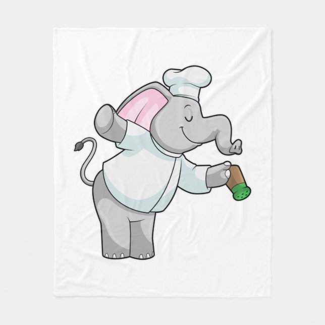 Elephant som Chef med Salt shaker Fleecefilt (Framsidan)